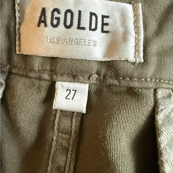 Agolde Jericho Cropped Cargo Pants High Waisted Relaxed Fit Size 27 Green - Picture 9 of 11